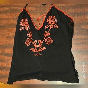 Demi Loon Corset Lace Up Back, Lace Sides Halter Top Sz 2X/3X